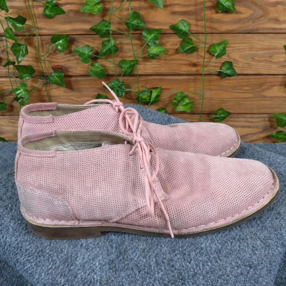 Kenneth Cole Reaction Desert Chukka Mens Boots 12 Dress Pink Perforated Suede